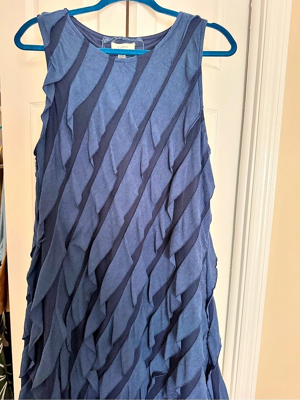 Cupio Ruffled Mini Dress in Blue Size XL/TG (6) Like New
